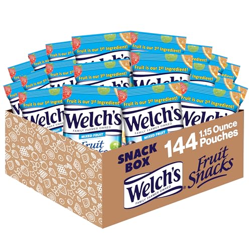 Welch's Fruit Snacks, Mixed Fruit, Great for School Lunches, Bulk Pack, Individual Single Serve Bags, 1.55 oz (Pack of 144)