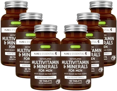Igennus Methylated Men's Multivitamin, MTHFR Supplement with Active B-Vitamins, 21 Highly Bioavailable Nutrients, Multivitamin for Sustained Release, Clean Label, Non-GMO & Halal 180 Tablets x6