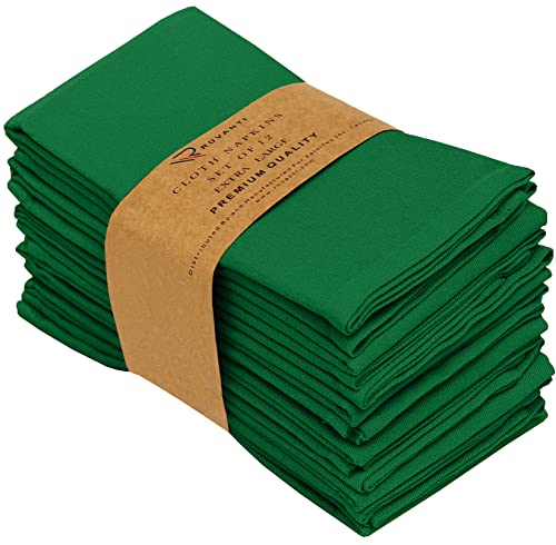 Ruvanti Cloth Napkins Set of 12, 18x18 Inches Napkins Cloth Washable, Soft, Durable, Absorbent, Cotton Blend. Table Dinner Napkins Cloth for Hotel, Christmas Parties, Restaurant, Wedding - Dark Green