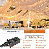 Extra-Long String Lights Outdoor/Indoor, 800 LED Upgraded Super Bright Christmas Lights, Waterproof 8 Modes Plug in Clear Wire Fairy Lights for Bedroom Party Wedding Garden Patio Tree(Warm White)