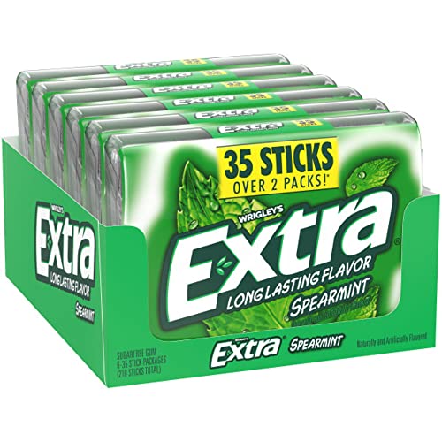 EXTRA Gum Spearmint Sugar Free Chewing Gum Mega Pack, 35 Stick (Pack of 6)