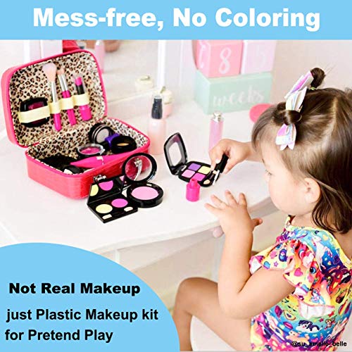 TEPSMIGO 2 Pack Pretend Makeup Kit for Girls, Kids Pretend Play Makeup Set - with Cosmetic Bag for Birthday Christmas, Toy Makeup Set for Toddler, Little Girls Age 3+(Not Real Makeup)