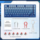 RisoPhy 60 Percent Keyboard, 82 Keys Hot Swappable Mechanical Gaming Keyboard, Linear Silent Red Switches, Blue PBT Keycaps, Compact Mini RGB Backlit Wired Creamy Keyboard, Pro Driver Supported