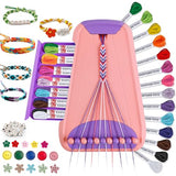 Arts and Crafts for Kids Ages 8-12,Friendship Bracelet Making Kit for Girl,Kids Jewelry Making Kit with 28 Pre-Cut Threads,Christmas Birthday Gifts for Ages 6 7 8 9 10 11 12 Year Old Pink/Purple