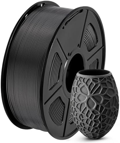 SUNLU PLA 3D Printer Filament PLA Filament 1.75mm, Neatly Wound PLA 3D Printing Filament 1.75mm, Dimensional Accuracy +/- 0.02 mm, Fit Most FDM 3D Printers, 1kg Spool (2.2lbs), PLA Black