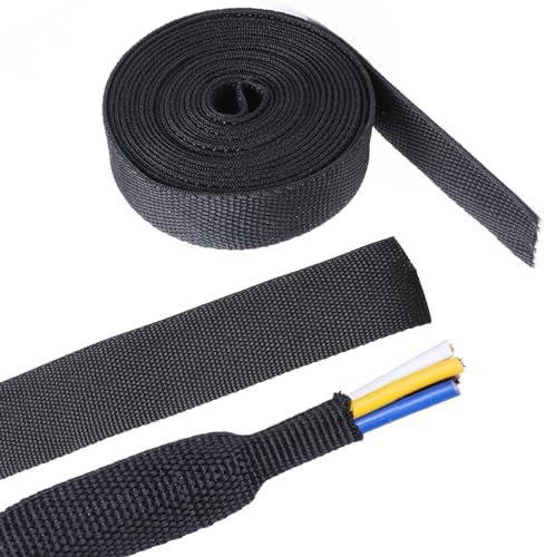 2 in 1 Heat Shrink Braided Sleeving Fabric Tubing-Perfectly fit Irregular Shape Hose/Cable/Wire (1/2"(12mm), 22FT)