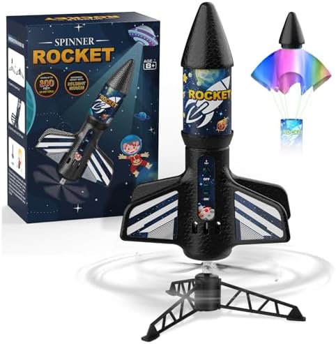 Rocket Launcher for Kids, Self Launching Motorized Air Rocket Toy, Outdoor Toys for Ages 8-12, Model Rockets with Parachute Safely Land, Spaceship Launch up to 200 ft Birthday Gifts for Boys