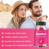 Hair Skin & Nails Gummies | Biotin with Collagen & Keratin | 5000mcg Biotin Beauty Complex | Vitamin Supplement | Berry | 120 Count for Women & Men | Healthy Hair, Radiant Skin & Strong Nails (2 Pack)