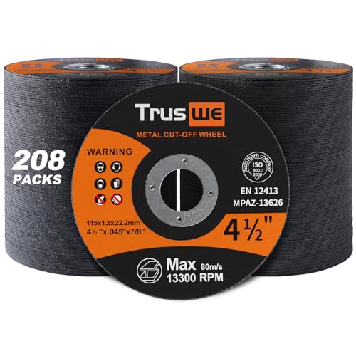208 Pack Cut Off Wheels - 4 1/2 Inch Metal and Stainless Steel Cutting Wheel for Angle Grinder Ultra Thin Cut-Off Wheel Cutting Disc