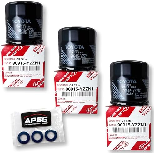Genuine Oil Filter 90915-YZZN1 / 90915-YZZF2 with APSG Drain Plug Washers | 3 PACK | Compatible with Toyota/Lexus/Scion
