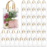 Cididu 40 Pieces Clear Gift Bags with Handles, White Frosted PVC Candy Bags Valentine's Day, Reusable Translucent Wrap Tote Boutique Bags for Wedding Shopping Party 8''x3''x10'', Tear Resistant