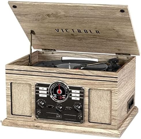 Victrola Nostalgic 6-in-1 Bluetooth Record Player & Multimedia Center with Built-in Speakers - 3-Speed Turntable, CD & Cassette Player, AM/FM Radio | Wireless Music Streaming | Farmhouse Oatmeal