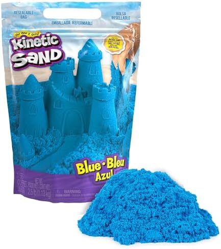 Kinetic Sand, 2.5lbs Blue Play Sand, Moldable Sensory Toys for Kids, Resealable Bag, for Ages 3 and up