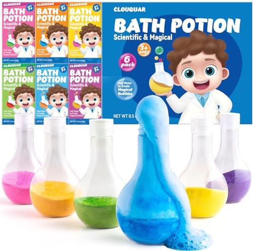 Kids Bath Bomb Potions, 6 Pack Non-Toxic Fizzy Bubble Bath Explosions, Colorful Burst Bath Potions for Kids, Scientific & Magical Bath Time Buddy, Fun & Educational Bubble Bath for Kids