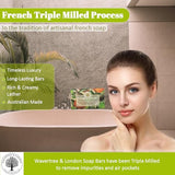 Wavertree & London Basil Lime & Mandarin Scented Natural Soap (2 Bars), 7oz Moisturizing French Triple Milled Soap Bars enriched with shea butter - Pure Plant Oil Bath & Body Soap for All Skin Types