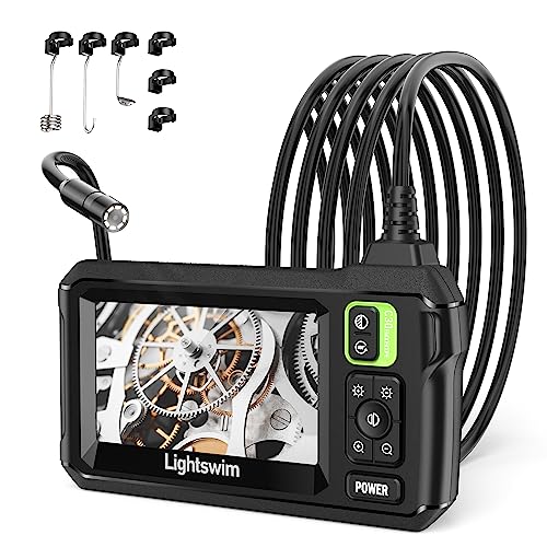 Industrial Endoscope Inspection Camera, 4.3" IPS Borescope Sewer Camera with Handheld IP67 Waterproof Snake Camera with 8 LED Lights 16.5FT Semi-Rigid Cable, 16.4ft