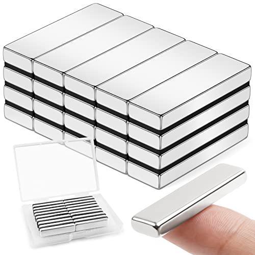 FINDMAG 20Pcs Strong Neodymium Magnets Bar, Heavy Duty Rare Earth Magnets, Rectangular Magnetic Bar, Small Powerful Magnets for Crafts Kitchen DIY Tool Storage Science Office – 40x10x5mm