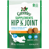 GREENIES Supplements Hip & Joint Supplements for Dogs With Glucosamine and Chondroitin, 30 Count Chicken-Flavor Soft Chews Dog Joint Supplements