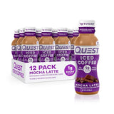 Quest Nutrition Iced Coffee, Mocha Latte, 1g of Sugar, 10g of Protein, 90 calories, 200mg of caffeine, 12 Count