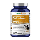 NusaPure Colostrum 1050mg 30% IgG 200 Capsules (Non-GMO, Gluten Free) Bioperine