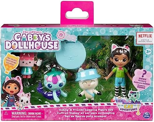 Gabby's Dollhouse, Campfire Gift Pack with Gabby Girl, Pandy Paws, Baby Box & Mercat Toy Figures, Collectible Kids Toys for Girls & Boys 3+