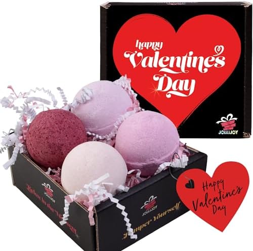 Happy Valentines Day Spa Gift Basket, Bath Bombs Set for Women Self Care Package, Body Relaxation Box for Her Wife Girl Mom Friend