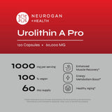 NEUROGAN Enhanced Strength Urolithin A Pro Capsules - 1000mg, 120 Count - Advanced Cellular Health & Vitality - 60,000mg Ultra Micronized - Lab Verified, Made in USA*