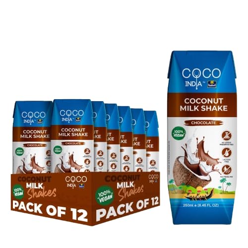 Chocolate Milk | Flavoured Coconut Milk | 100% Vegan | Plant Based |Gluten-Free | Non-GMO | Lactose Free | 8.45 Fl Oz| COCOINDIA by Parachute | Pack of 12
