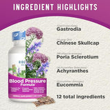 RidgeCrest Herbals Blood Pressure Herbal Formula, 12 Herbs, Poria Mushroom, Gastrodia, Gardenia, for Heart, Vascular, Circulation Health (120 Veg Caps, 60 Serv) (120 Count)