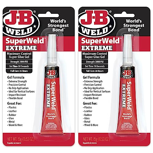 J-B Weld Superglue Gel 15g 2 Pack - SuperWeld Extreme Gel