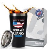 Back To Back World War Champs, 16oz Digitally Printed, Stainless Steel Insulated Coffee Tumbler with Lid, Patriot Gifts for Men, American MAGA Tumbler, Birthday Gifts for Veterans, Trump Supporter