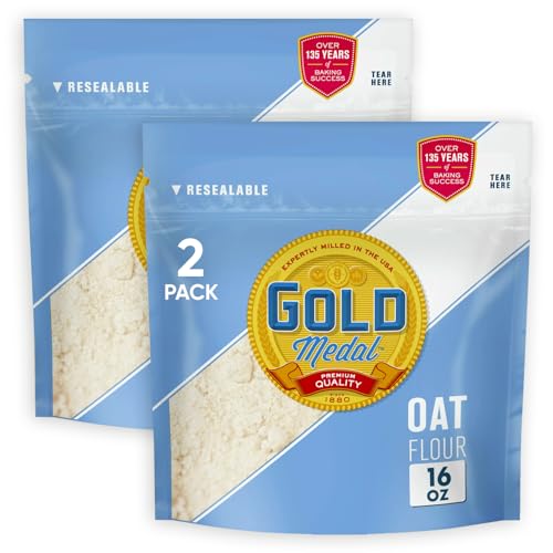 Gold Medal Gluten Free Oat Flour 16oz 2 Packs, Ideal Gluten Free Almond Flour Alternative, Perfect for Gluten Free Cooking Needs - Healthy & Versatile GlutenFree Flour for Baking - Ideal to Making Bread, Cookies or other Baked Goods