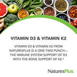 Nature's Plus - Vitamin D3 1000 IU/Vitamin K2 100 mcg, 90 vegetarian capsules