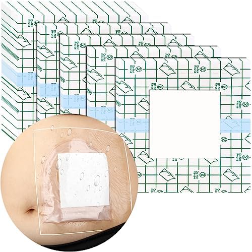 Ostomy Shower Cover Waterproof Ostomy Bag Covers Shower Guard Stoma Shower Shields Colostomy Bathing Bags Shower Protector Adhesive Bandage with Non-Stick Pad for Showering 10"x10" 25 Pcs