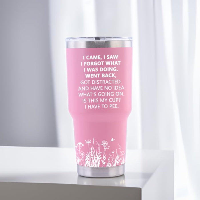 Eisfiel I Came I Saw I Forgot Tumbler, Funny Senior Citizens, 30oz Stainless Steel Tumblers Bulk, Funny Sarcasti Gifts for Elderly Grandma Grandpa Wife Husband for Retirement Birthday Gift Pink