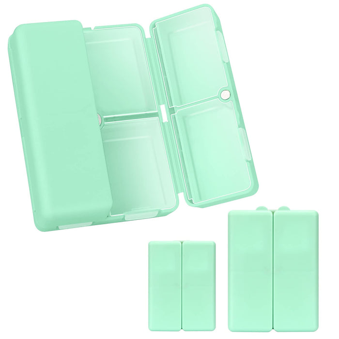 FYY 2 Pcs Daily Pill Organizer, 7 Compartments Portable Pill Case Travel Pill Organizer,[Folding Design]Pill Box for Purse Pocket to Hold Vitamins,Cod Liver Oil,Supplements and Medication-Green