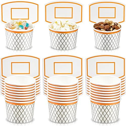 Basketball Hoop Snack Cups Basketball Party Decorations Paper Party Supplies Kids Paper Snack Cups Disposable Treat Food Bowls for Ball Themed Birthday Favors(24 Pieces)