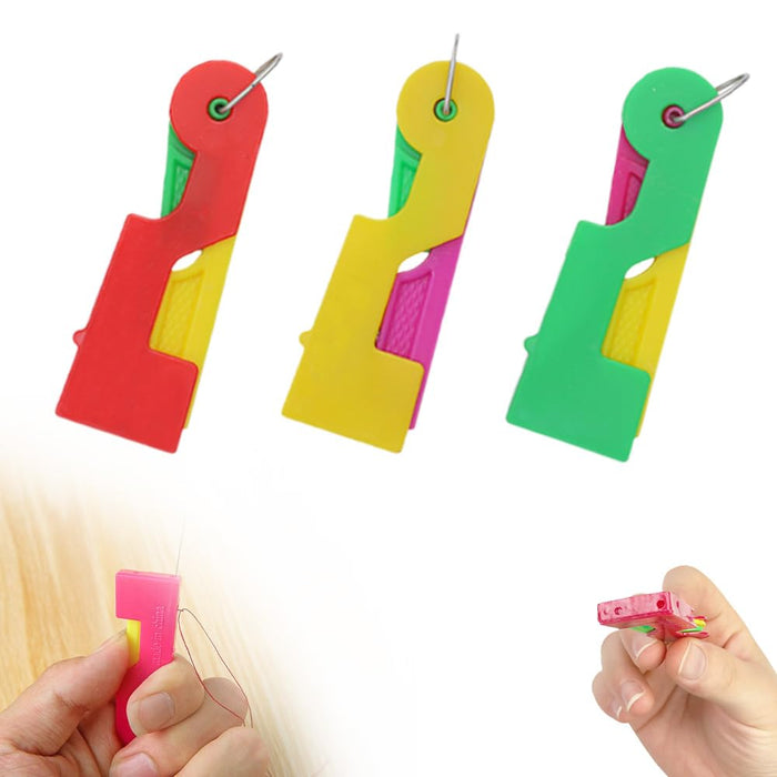 Automatic Needle Threader,2024 New Plastic Needle Threaders,Used to Quickly Thread The Thread Into The Needle Hole, Suitable for The Elderly and Those Who Like to Do Needlework(Random Color) (3 PCS)