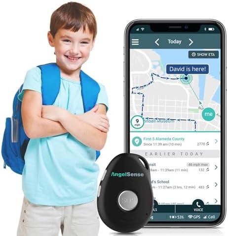 AngelSense Personal GPS Tracker for Kids, Teen, Autism, Special Needs, Elderly, Dementia - 2-Way Auto-Answer Speakerphone & SOS Button - School Bus Tracking - Subscription Required