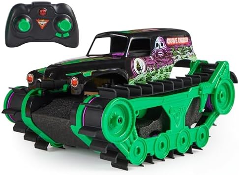 Monster Jam, Official Grave Digger Trax All-Terrain Remote Control Outdoor Vehicle, 1:15 Scale, Kids Toys for Boys and Girls Ages 4 and Up