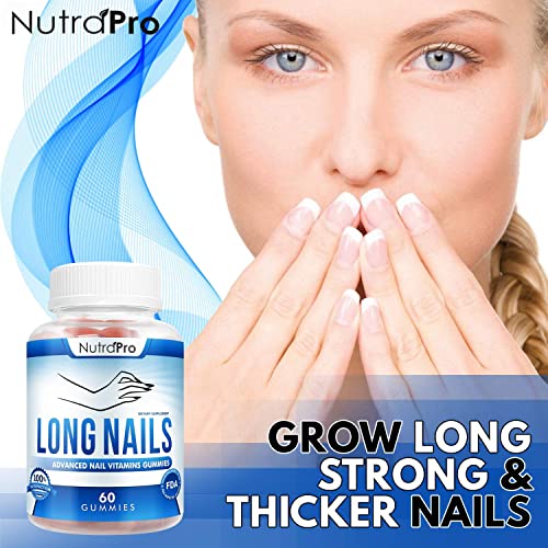 NutraPro Nail Growth Vitamins for Stronger Nail - No More Chipped Nails.Nail Strengthener and Growth Supplement Gummies – Grow Strong Long Nails with Biotin and Collagen Gummies.