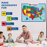 United State Map Laminated Poster -Double Side Educational Poster For Kids/Adults -18 x 24 inch Waterproof Map For Home Classroom