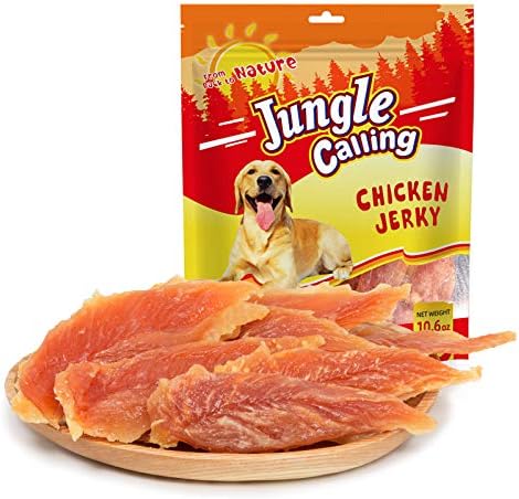 Jungle Calling Dog Treats, Chicken Jerky for Dogs, Slow Roasted Chicken Breast Snacks for Medium and Large Dogs, High Protein Chewy Dog Training Treats, 10.6 oz