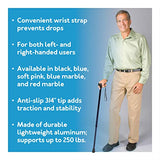 Carex Health Brands Soft Grip Walking Cane - Height Adjustable Cane with Wrist Strap - Latex Free Soft Cushion Handle, Blue Marble