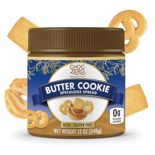 ChocZero Keto Cookie Butter Spread - No Sugar Added, Gluten Free, Low Carb Speculoos, Biscuit, Keto Friendly, Nut Butter Alternative, Dessert Hummus, Naturally Sweetened with Monk Fruit (1 jar, 12 oz)