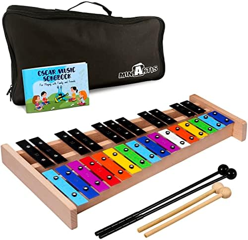 Glockenspiel Xylophone | Full Size Glockenspiel Xylophone 27 Note Colorful Metal Keys for Adults & Kids | Percussion Musical Instrument Includes 2 Wooden Beaters, Songbook and Carry Case