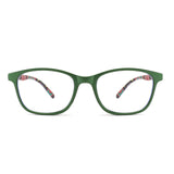 HAITONGCR Lightweight Ladies' Square-Frame Blue Light Blocking Reading Glasses for Women (Green 2.0) R1107