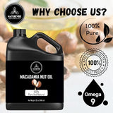 Naturevibe Botanicals Macadamia Nut Oil 32 Ounces Cold Pressed | 100% Pure & Natural | Great for Hair & Skin | Body Oil (946 ml)