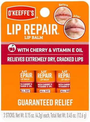 O'Keeffe's Lip Repair Lip Balm with Cherry & Vitamin E Oil; Stick (Pack of 3)