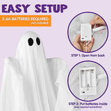 JOYIN Halloween Hanging Light up Ghost with Spooky Warm White LED Light, 47” White Hanging Ghosts, Halloween Hanging Decoration for Front Yard Patio Lawn Garden Party Decor Indoor Outdoor